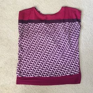 Large Maroon and mauve colored cap-sleeve top